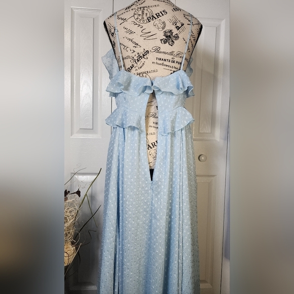 Chelsea 28 Women's Ruffle Neck Midi Dress in Blue Falls Size M - Picture 6 of 15